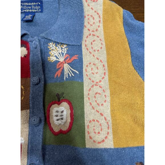 Willow Ridge Embroidered Fall Sweater Leaves Pumpkin Patch Women XL Grandma VTG - Picture 7 of 11